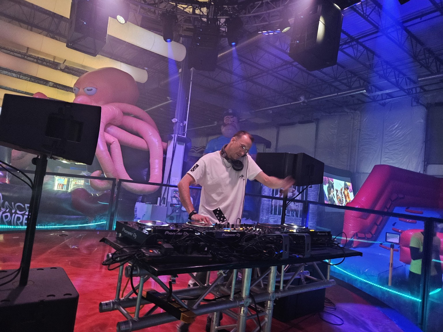 DJ Domino working the decks at Bounce Empire